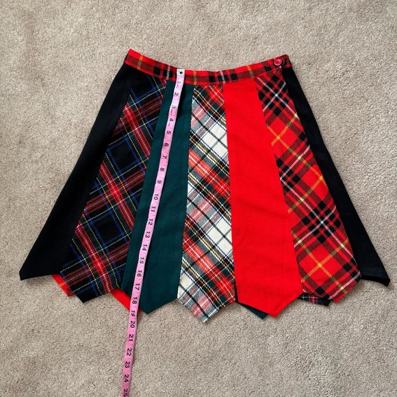 Vintage Peerless of Boston Plaid Skirt Patchwork Wool Tartan Size 13 - Picture 3 of 5